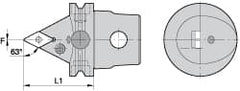 Kennametal - Right Hand Cut, Size KM63, DN.. Insert Compatiblity, External Modular Turning & Profiling Cutting Unit Head - 60mm Head Length, Through Coolant, Series Kenlever - Americas Tooling