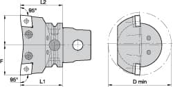 Kennametal - Right Hand Cut, Size KM63, CN.. Insert Compatiblity, Internal Modular Turning & Profiling Cutting Unit Head - 43mm Ctr to Cutting Edge, 60mm Head Length, Through Coolant, Series Kenlever - Americas Tooling