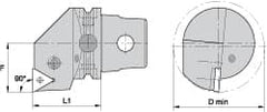 Kennametal - Right Hand Cut, Size KM63, TN.. Insert Compatiblity, Internal Modular Turning & Profiling Cutting Unit Head - 43mm Ctr to Cutting Edge, 60mm Head Length, Through Coolant, Series Kenlever - Americas Tooling