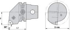 Kennametal - Left Hand Cut, Size KM63, WN.. Insert Compatiblity, Internal Modular Turning & Profiling Cutting Unit Head - 43mm Ctr to Cutting Edge, 60mm Head Length, Through Coolant, Series Kenlever - Americas Tooling