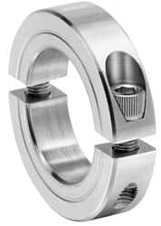 Climax Metal Products - 1-7/16" Bore, Aluminum, Two Piece Two Piece Split Shaft Collar - 2-1/4" Outside Diam, 9/16" Wide - Americas Tooling