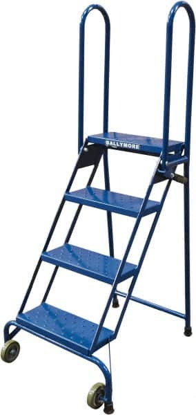 Ballymore - 65" 4 Step Ladder - Portable Folding Safety Ladder, 350 Lb Capacity, 40" Platform Height, 24" Base Width x 30" Base Depth, Perforated Tread - Americas Tooling