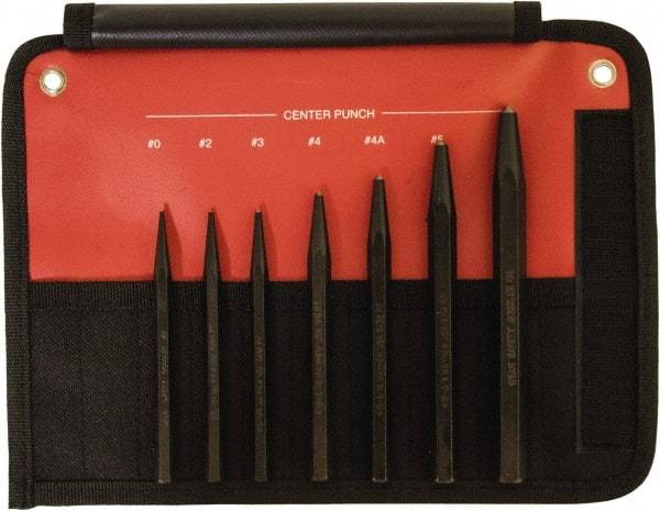 Mayhew - 7 Piece, 1/16 to 1/4", Center Punch Set - Hex Shank, Steel, Comes in Kit Bag - Americas Tooling