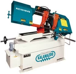 Clausing - 9 x 14-1/2" Max Capacity, Manual Step Pulley Horizontal Bandsaw - 75, 121, 190, 305 SFPM Blade Speed, 110/220 Volts, 45°, 1.5 hp, 1 Phase - Americas Tooling