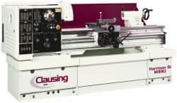 Clausing - 15-3/4" Swing, 50" Between Centers, 230/460 Volt, Triple Phase Engine Lathe - 4MT Taper, 7-1/2 hp, 25 to 2,000 RPM, 2-1/8" Bore Diam, 49" Deep x 51" High x 99" Long - Americas Tooling