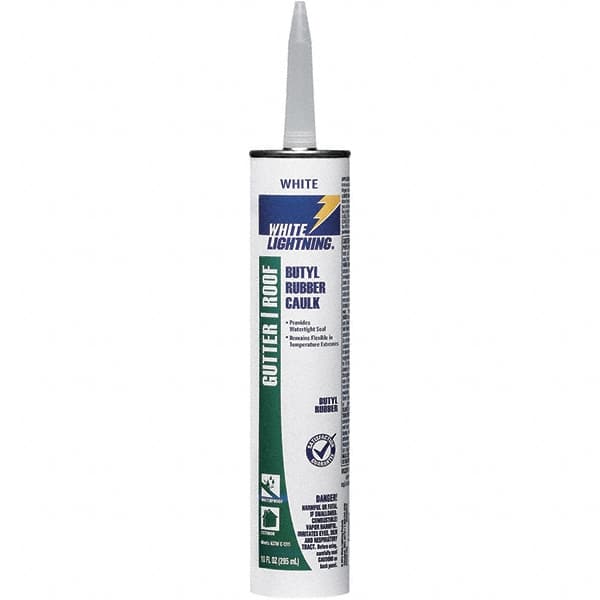 White Lightning - 10 oz Cartridge White Butyl Rubber Caulk - -40 to 180°F Operating Temp, 24 to 48 hr Full Cure Time - Americas Tooling