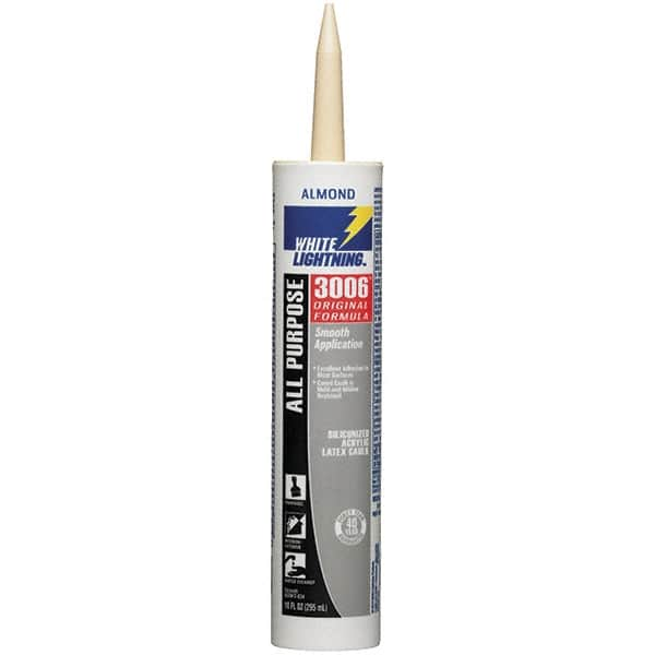 White Lightning - 10 oz Cartridge Almond Acrylic & Latex Caulk - -30 to 180°F Operating Temp, 12 min Tack Free Dry Time, Series 3006 - Americas Tooling