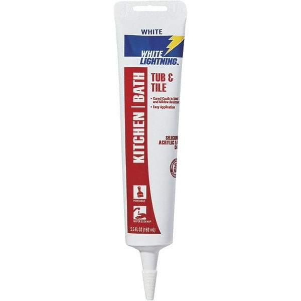 White Lightning - 5.5 oz Cartridge White Acrylic & Silicone Hybrid Caulk - 180°F Max Operating Temp - Americas Tooling