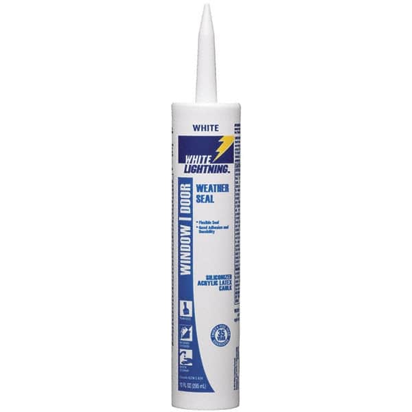 White Lightning - 10 oz Cartridge White Acrylic & Silicone Hybrid Caulk - -30 to 180°F Operating Temp, 12 min Tack Free Dry Time, Series 30060 - Americas Tooling