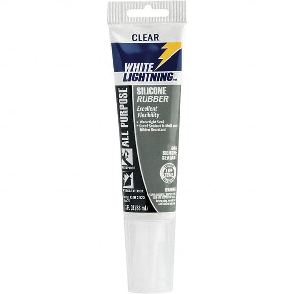 White Lightning - 3 oz Cartridge Clear RTV Silicone Joint Sealant - -80 to 400°F Operating Temp, 30 min Tack Free Dry Time, 24 hr Full Cure Time - Americas Tooling