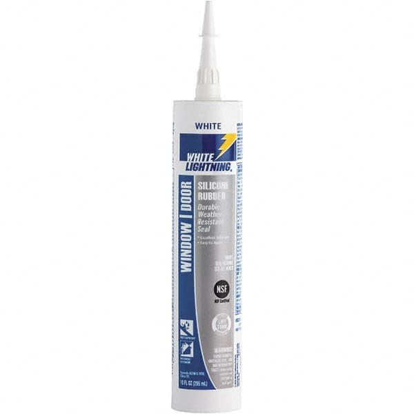 White Lightning - 10 oz Cartridge White RTV Silicone Joint Sealant - -80 to 450°F Operating Temp, 30 min Tack Free Dry Time, 24 hr Full Cure Time - Americas Tooling