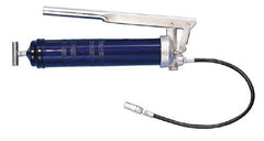 Lincoln - 4,500 Max psi, Flexible Lever Grease Gun - 14-1 & 2 oz (Cartridge) & 16 oz (Bulk) Capacity, 1/8 Thread Outlet, 33 Strokes per oz, Bulk & Cartridge Fill, Includes Coupler - Americas Tooling