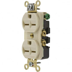 Hubbell Wiring Device-Kellems - 250 VAC 15A NEMA 6-15R Industrial Grade Ivory Straight Blade Duplex Receptacle - Americas Tooling