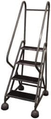 Cotterman - 42" 4 Step MasterStep Rolling Office Ladder - Assembled, 450 Lb Capacity, 36" Platform Height, 26" Base Width x 39" Base Depth, Rubber Matted - Americas Tooling