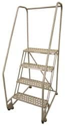 Cotterman - 70" 4 Step TiltNRoll Rolling Ladder - Assembled, 450 Lb Capacity, 40" Platform Height, 28" Base Width x 37" Base Depth, Perforated Tread - Americas Tooling