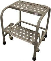 Cotterman - 20" 2 Step Rolling Warehouse Ladder - Assembled, 450 Lb Capacity, 20" Platform Height, 26" Base Width x 18" Base Depth, Perforated Tread - Americas Tooling