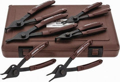 Paramount - 6 Piece, 3/8 to 1-3/4" Bore, 1/8 to 1-7/16" Shaft, Internal/External Retaining Ring Pliers Set - 0.038 to 0.07" Tip Diam Range - Americas Tooling