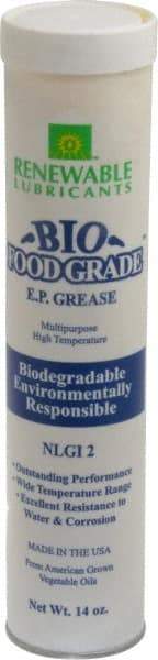 Renewable Lubricants - 14 oz Cartridge Biobased Extreme Pressure Grease - White, Extreme Pressure, Food Grade & High Temperature, 590°F Max Temp, NLGIG 2, - Americas Tooling