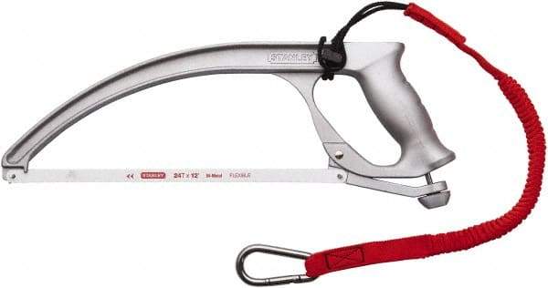 Stanley - 12" Tethered Hacksaw - 4" Throat Depth, Aluminum Handle, Ergonomically Designed D-Style Handle - Americas Tooling