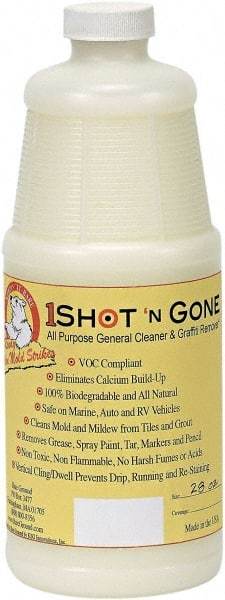 Bare Ground Solutions - 28oz of 1 Shot Graffiti Remover & Cleaner - 1 Shot Graffiti Remover is a 100% biodegradable and all-natural cleaner removes grease, spray paint, tar, markers and pencil from hard surfaces. - Americas Tooling