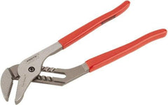 Proto - 12" OAL, 2-11/16" Max Capacity, 1-3/4" Jaw Length x 33/64" Jaw Width, 7 Position Gooseneck Tongue & Groove Pliers - Serrated Straight Jaws, Standard Head, Vinyl Handles - Americas Tooling