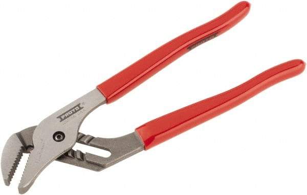 Proto - 10" OAL, 1-3/4" Max Capacity, 1-5/32" Jaw Length x 27/64" Jaw Width, 6 Position Gooseneck Tongue & Groove Pliers - Serrated Straight Jaws, Standard Head, Vinyl Handles - Americas Tooling