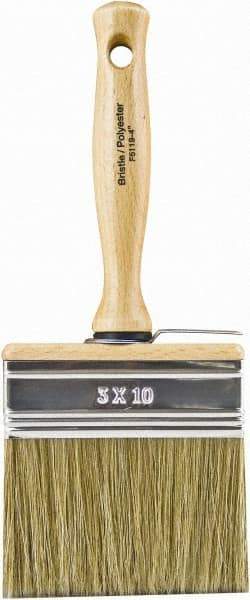 Wooster Brush - 4" Flat Hog/Polyester Stainer Brush - 2-9/16" Bristle Length, 5.44" Wood Threaded Wood Handle - Americas Tooling