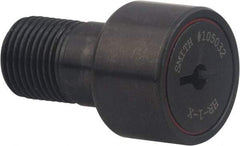 Accurate Bushing - 1-7/8" Roller Diam x 1" Width, 1" Stud Diam x 1-3/4" Length, Heavy Stud Cam Follower - Carbon Steel, 7/8" Thread Length, 1-14 Thread, 3" OAL, 7,600 Lb Dynamic Cap, 2 N Static Cap - Americas Tooling