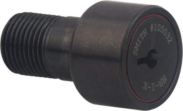 Accurate Bushing - 1/2" Roller Diam x 3/8" Width, 1/4" Stud Diam x 5/8" Length, Heavy Stud Cam Follower - Carbon Steel, 1/4" Thread Length, 1/4-28 Thread, 1" OAL, 970 Lb Dynamic Cap, 1 N Static Cap - Americas Tooling