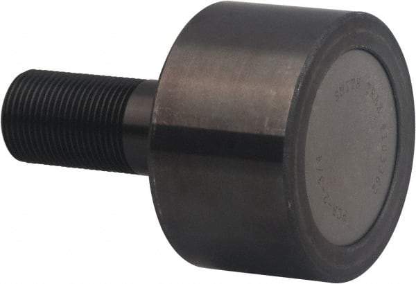 Accurate Bushing - 40mm Roller Diam x 30mm Width, 14mm Stud Diam x 40mm Length, Plain Stud Load Runner - Carbon Steel, 26mm Thread Length, M1.4 x 0.2 Thread, 70mm OAL, 12,200 N Dynamic Cap, 4,900 N Static Cap - Americas Tooling