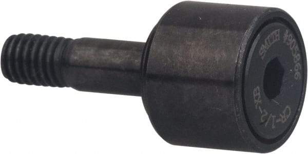 Accurate Bushing - 1-1/4" Roller Diam x 3/4" Width, 1/2" Stud Diam x 1-1/4" Length, Stud Cam Follower with Hex - Carbon Steel, 5/8" Thread Length, 1/2-20 Thread, 2" OAL, 4,470 Lb Dynamic Cap - Americas Tooling