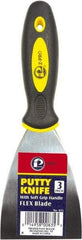 Premier Paint Roller - 3" Wide Spring Blade Steel Putty Knife - Stiff, Soft Grip Plastic Handle, 8.343" OAL - Americas Tooling