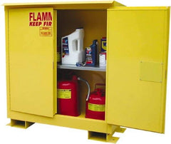 Securall Cabinets - 2 Door, 1 Shelf, Yellow Steel Standard Safety Cabinet for Flammable and Combustible Liquids - 48" High x 43" Wide x 18" Deep, Manual Closing Door, 3 Point Key Lock, 30 Gal Capacity - Americas Tooling