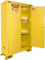 Securall Cabinets - 2 Door, 2 Shelf, Yellow Steel Standard Safety Cabinet for Flammable and Combustible Liquids - 71" High x 31" Wide x 31" Deep, Self Closing Door, 3 Point Key Lock, 60 Gal Capacity - Americas Tooling