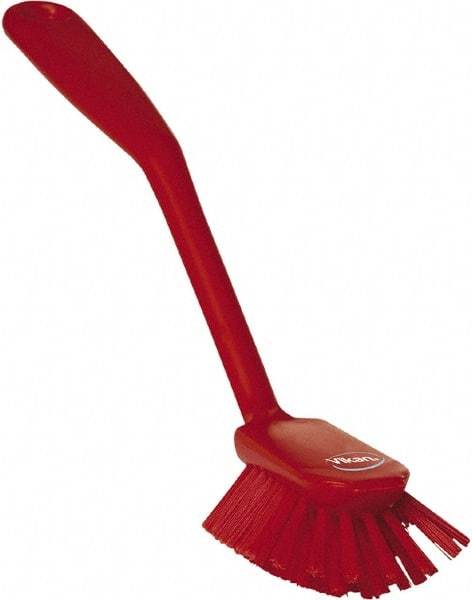 Vikan - 1" Bristle Length, Polyester Food Service Brush - 2-11/16" Long x 1" Wide Head, 10-1/2" OAL, Red, Polypropylene Block - Americas Tooling