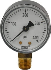 Wika - 2" Dial, 1/4 Thread, 0-400 Scale Range, Pressure Gauge - Lower Connection Mount, Accurate to 3-2-3% of Scale - Americas Tooling