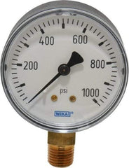 Wika - 2-1/2" Dial, 1/4 Thread, 0-1,000 Scale Range, Pressure Gauge - Lower Connection Mount, Accurate to 3-2-3% of Scale - Americas Tooling