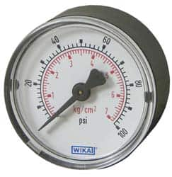 Wika - 3-1/2" Dial, 1/4 Thread, 0-200 Scale Range, Pressure Gauge - U-Clamp Panel Mount, Center Back Connection Mount, Accurate to 3-2-3% of Scale - Americas Tooling