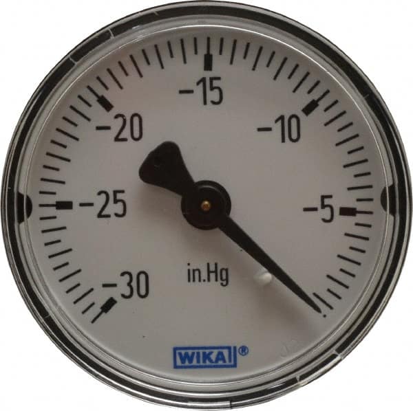 Wika - 2" Dial, 1/4 Thread, 30-0 Scale Range, Pressure Gauge - Center Back Connection Mount, Accurate to 3-2-3% of Scale - Americas Tooling