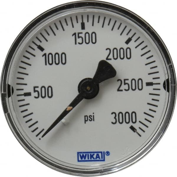 Wika - 2" Dial, 1/4 Thread, 0-3,000 Scale Range, Pressure Gauge - Center Back Connection Mount, Accurate to 3-2-3% of Scale - Americas Tooling