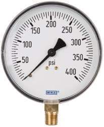 Wika - 4" Dial, 1/4 Thread, 0-400 Scale Range, Pressure Gauge - Lower Connection Mount, Accurate to 3-2-3% of Scale - Americas Tooling