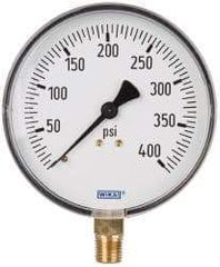 Wika - 4" Dial, 1/4 Thread, 0-400 Scale Range, Pressure Gauge - Lower Connection Mount, Accurate to 3-2-3% of Scale - Americas Tooling