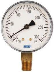 Wika - 2-1/2" Dial, 1/4 Thread, 30-0-300 Scale Range, Pressure Gauge - Lower Connection Mount, Accurate to 3-2-3% of Scale - Americas Tooling