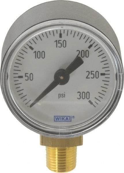 Wika - 1-1/2" Dial, 1/8 Thread, 0-300 Scale Range, Pressure Gauge - Lower Connection Mount, Accurate to 3-2-3% of Scale - Americas Tooling