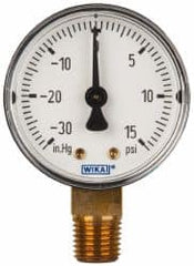 Wika - 2" Dial, 1/4 Thread, 30-0-15 Scale Range, Pressure Gauge - Lower Connection Mount, Accurate to 3-2-3% of Scale - Americas Tooling