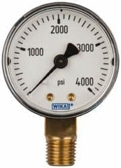 Wika - 2" Dial, 1/4 Thread, 0-4,000 Scale Range, Pressure Gauge - Lower Connection Mount, Accurate to 3-2-3% of Scale - Americas Tooling