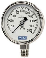 Wika - 2-1/2" Dial, 1/4 Thread, 0-15 Scale Range, Pressure Gauge - Center Back Connection Mount, Accurate to 2-1-2% of Scale - Americas Tooling