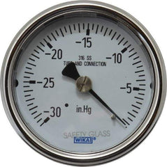 Wika - 2-1/2" Dial, 1/4 Thread, 30-0 Scale Range, Pressure Gauge - Center Back Connection Mount, Accurate to 2-1-2% of Scale - Americas Tooling