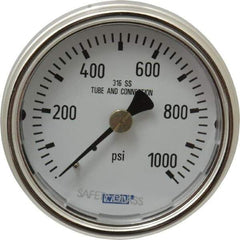 Wika - 2-1/2" Dial, 1/4 Thread, 0-1,000 Scale Range, Pressure Gauge - Center Back Connection Mount, Accurate to 2-1-2% of Scale - Americas Tooling