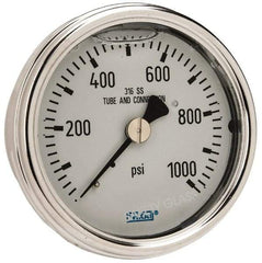 Wika - 2-1/2" Dial, 1/4 Thread, 0-1,000 Scale Range, Pressure Gauge - Center Back Connection Mount, Accurate to 2-1-2% of Scale - Americas Tooling